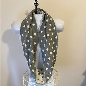 Gray and White Polka Dot Infinity Scarf
